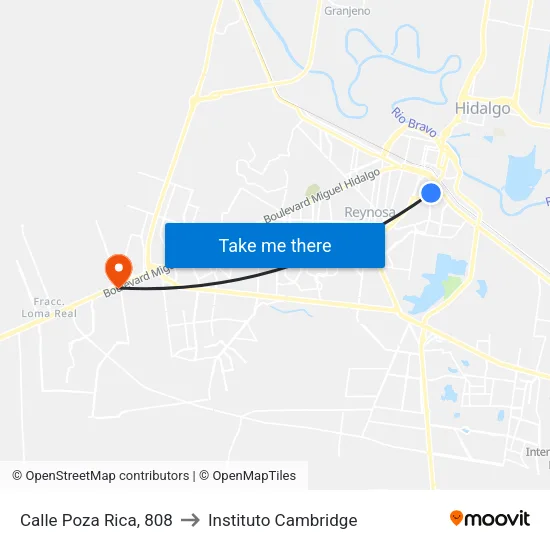 Calle Poza Rica, 808 to Instituto Cambridge map