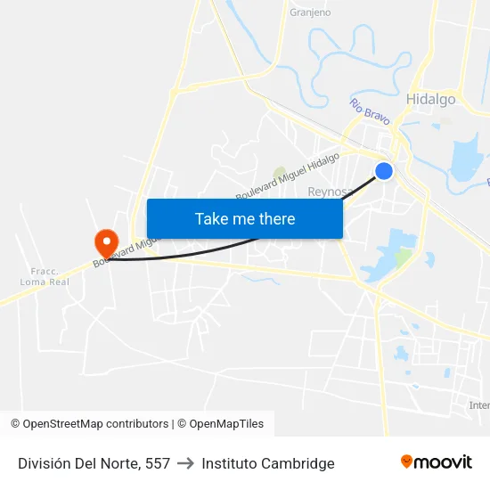 División Del Norte, 557 to Instituto Cambridge map