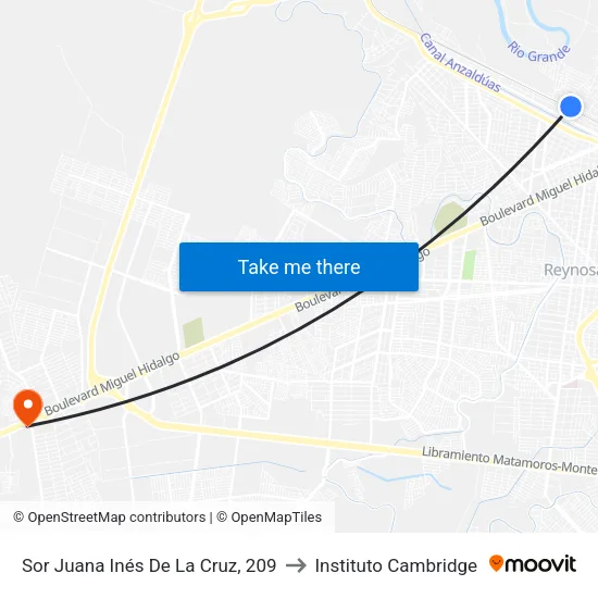 Sor Juana Inés De La Cruz, 209 to Instituto Cambridge map