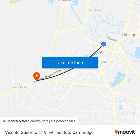 Vicente Guerrero, 819 to Instituto Cambridge map