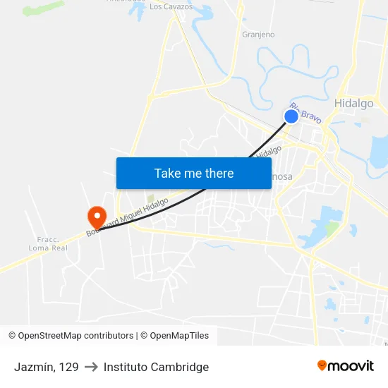 Jazmín, 129 to Instituto Cambridge map