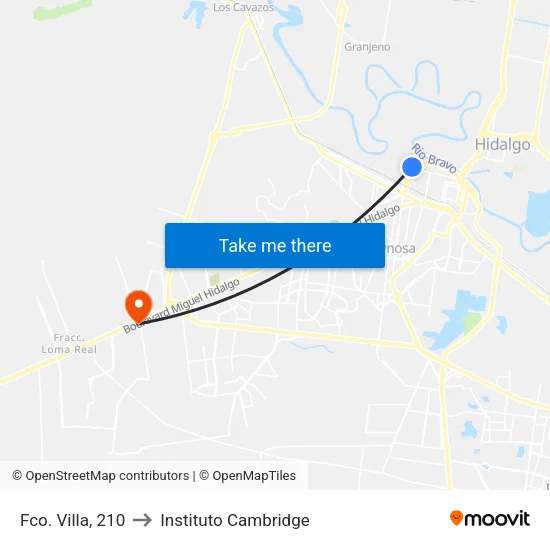 Fco. Villa, 210 to Instituto Cambridge map
