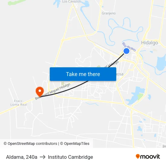 Aldama, 240a to Instituto Cambridge map