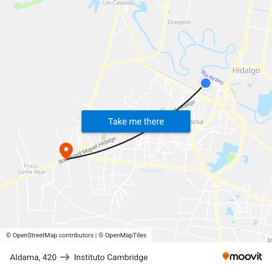 Aldama, 420 to Instituto Cambridge map