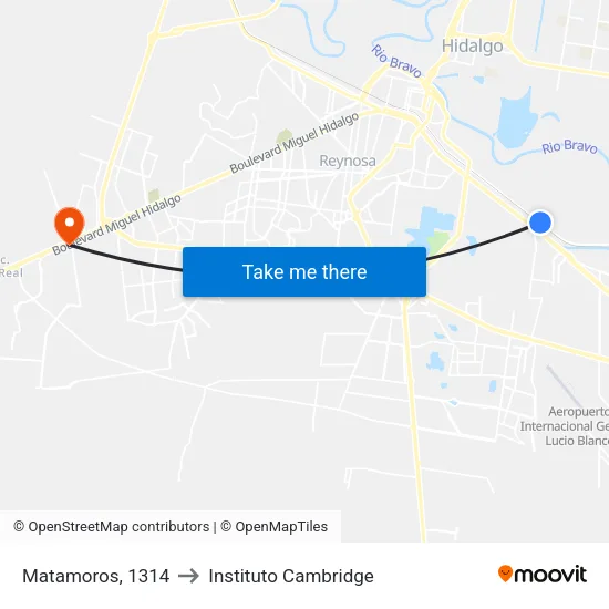Matamoros, 1314 to Instituto Cambridge map