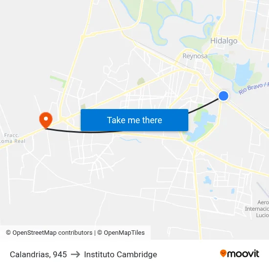 Calandrias, 945 to Instituto Cambridge map