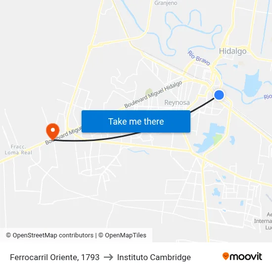 Ferrocarril Oriente, 1793 to Instituto Cambridge map