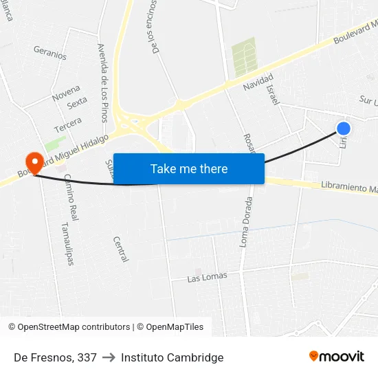 De Fresnos, 337 to Instituto Cambridge map