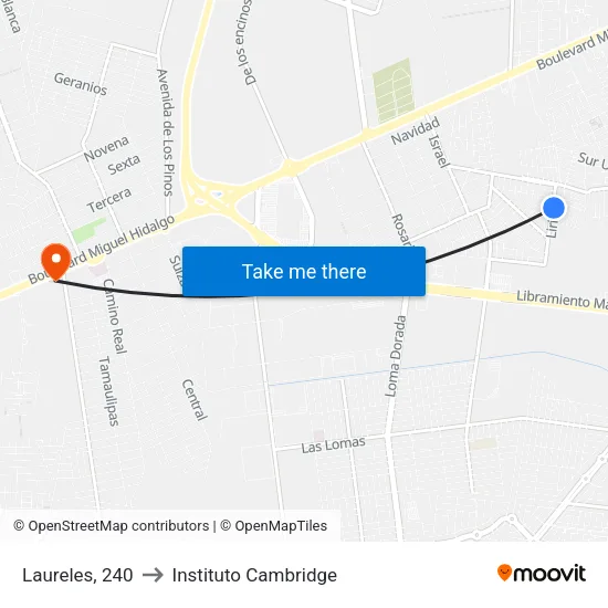 Laureles, 240 to Instituto Cambridge map