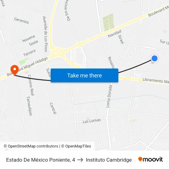 Estado De México Poniente, 4 to Instituto Cambridge map