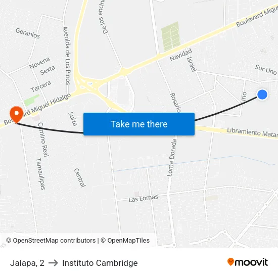 Jalapa, 2 to Instituto Cambridge map