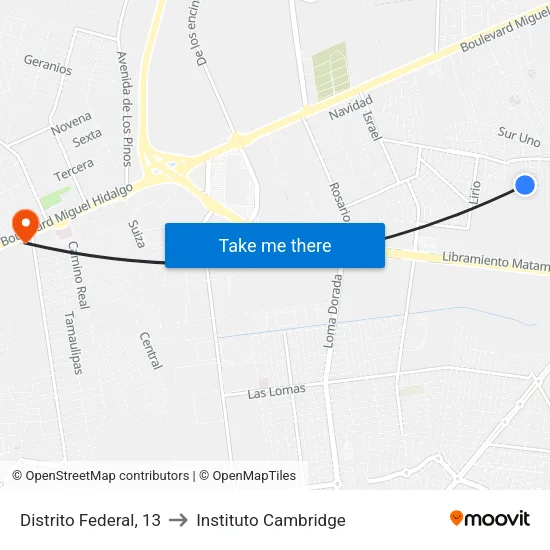 Distrito Federal, 13 to Instituto Cambridge map