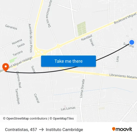 Contratistas, 457 to Instituto Cambridge map