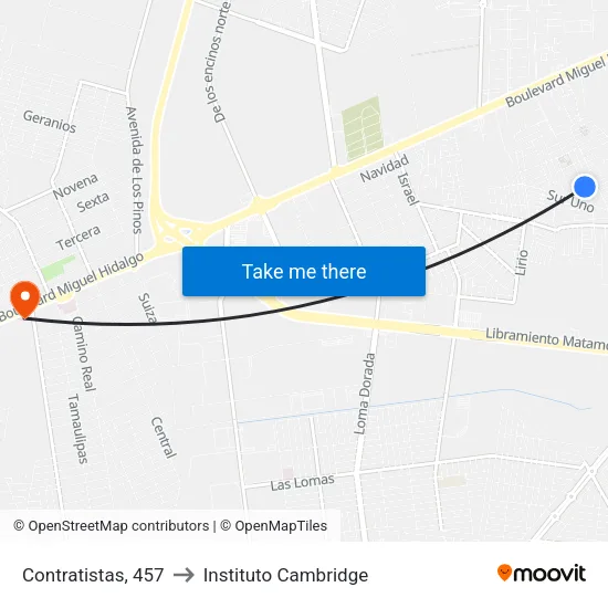 Contratistas, 457 to Instituto Cambridge map