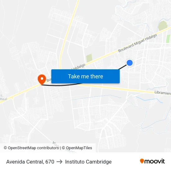 Avenida Central, 670 to Instituto Cambridge map