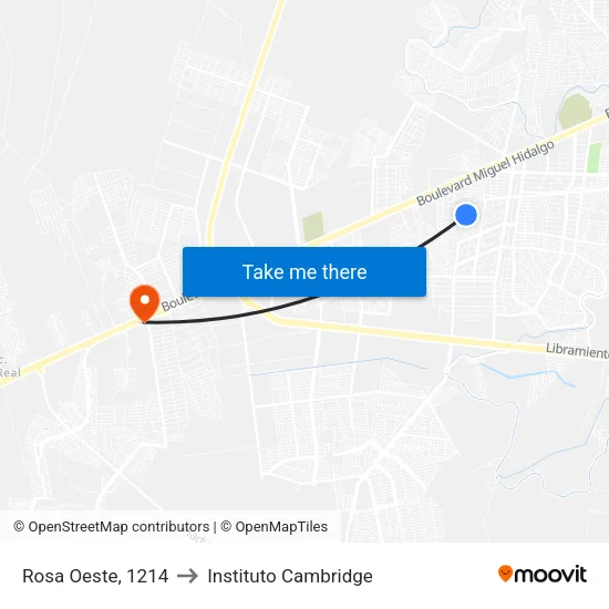 Rosa Oeste, 1214 to Instituto Cambridge map