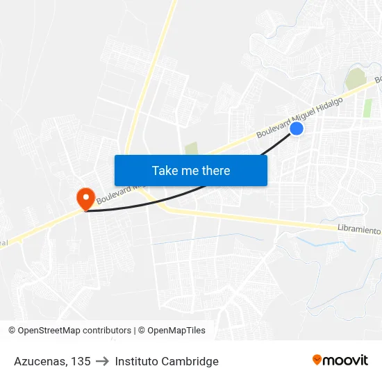 Azucenas, 135 to Instituto Cambridge map