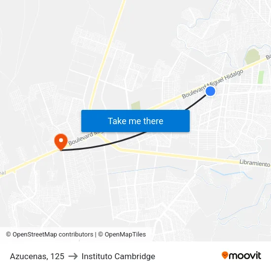 Azucenas, 125 to Instituto Cambridge map