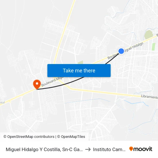 Miguel Hidalgo Y Costilla, Sn-C Gas Del Norte to Instituto Cambridge map