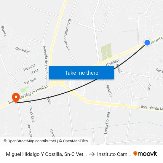 Miguel Hidalgo Y Costilla, Sn-C Vetemora De Cv to Instituto Cambridge map