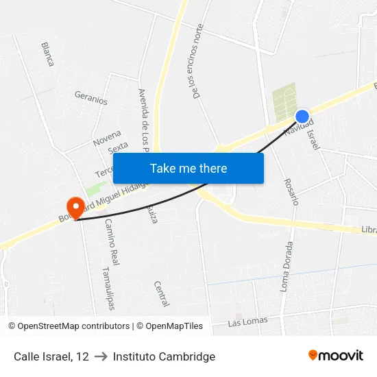 Calle Israel, 12 to Instituto Cambridge map