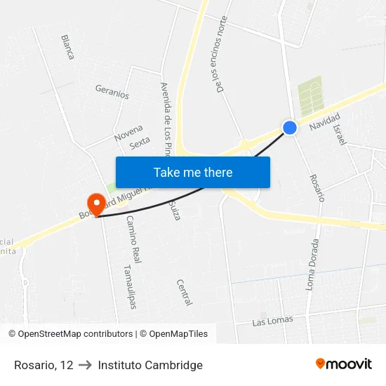 Rosario, 12 to Instituto Cambridge map