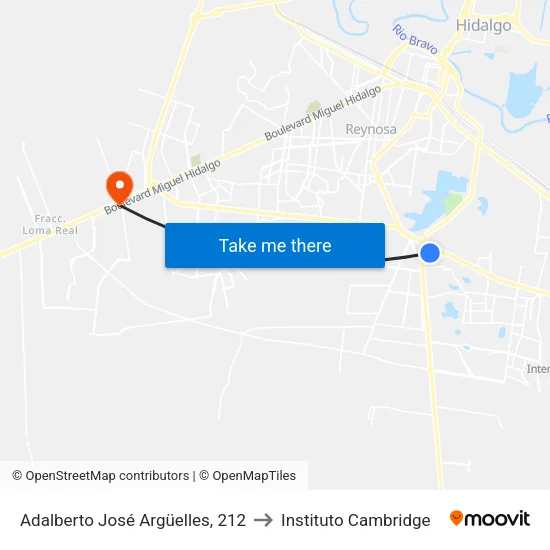 Adalberto José Argüelles, 212 to Instituto Cambridge map