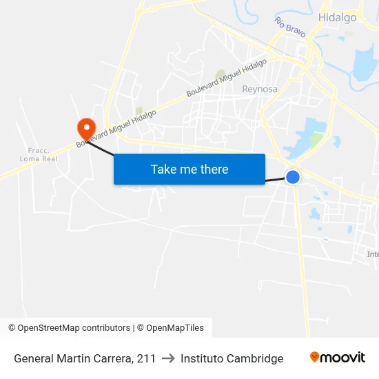 General Martin Carrera, 211 to Instituto Cambridge map