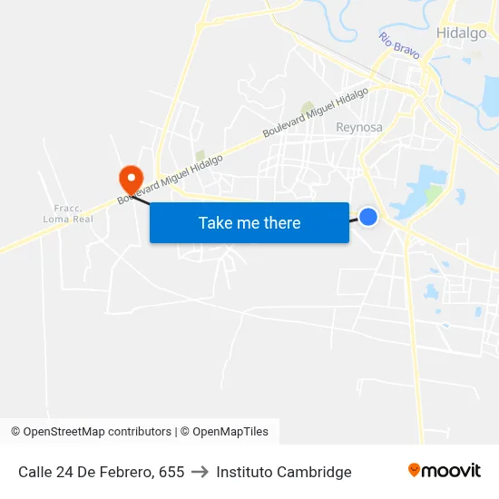 Calle 24 De Febrero, 655 to Instituto Cambridge map