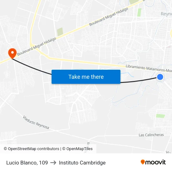 Lucio Blanco, 109 to Instituto Cambridge map