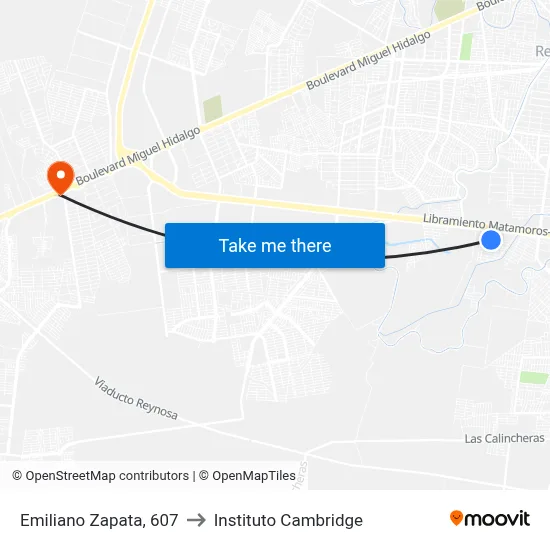 Emiliano Zapata, 607 to Instituto Cambridge map