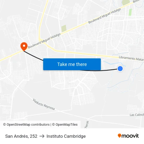 San Andrés, 252 to Instituto Cambridge map