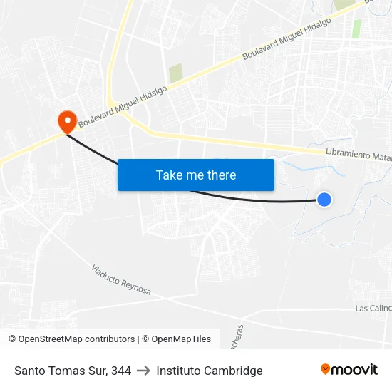 Santo Tomas Sur, 344 to Instituto Cambridge map