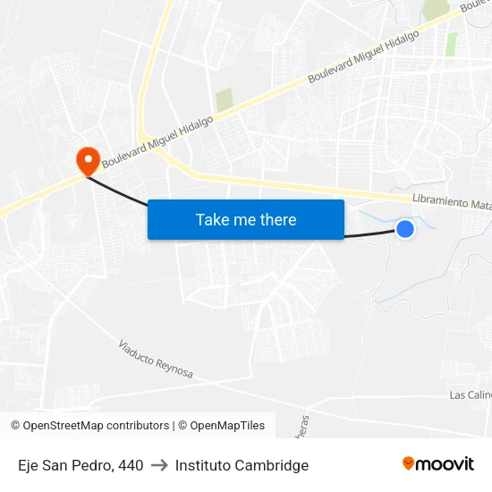 Eje San Pedro, 440 to Instituto Cambridge map