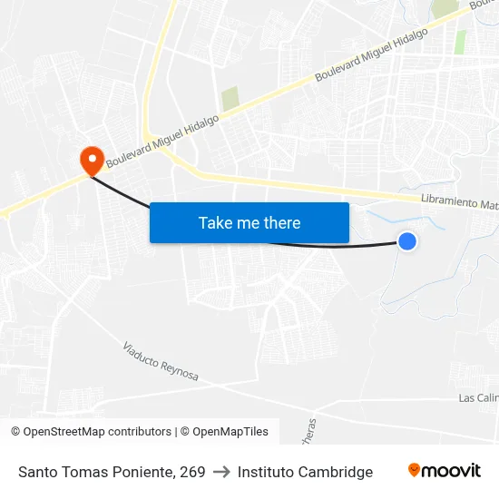 Santo Tomas Poniente, 269 to Instituto Cambridge map