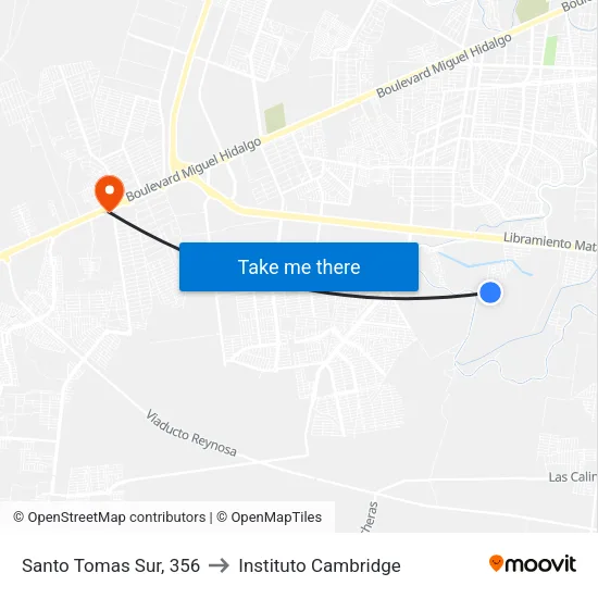 Santo Tomas Sur, 356 to Instituto Cambridge map
