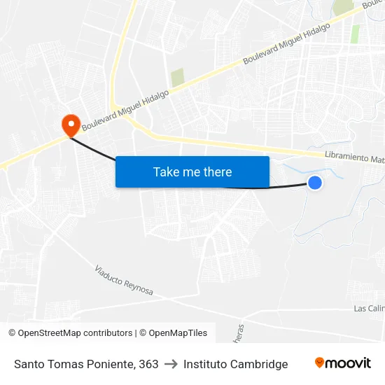 Santo Tomas Poniente, 363 to Instituto Cambridge map