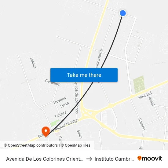 Avenida De Los Colorines Oriente, 360 to Instituto Cambridge map