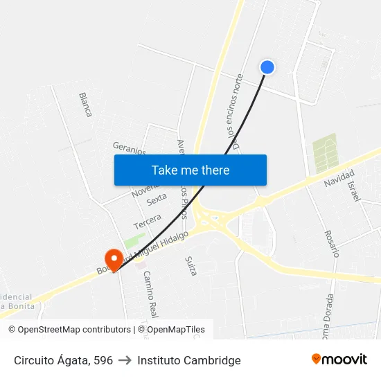 Circuito Ágata, 596 to Instituto Cambridge map