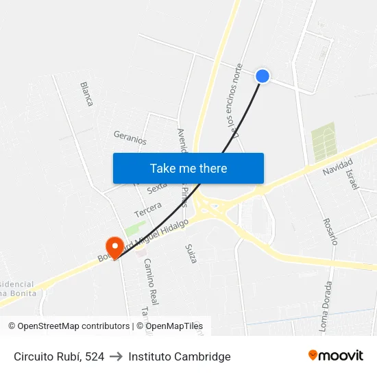 Circuito Rubí, 524 to Instituto Cambridge map