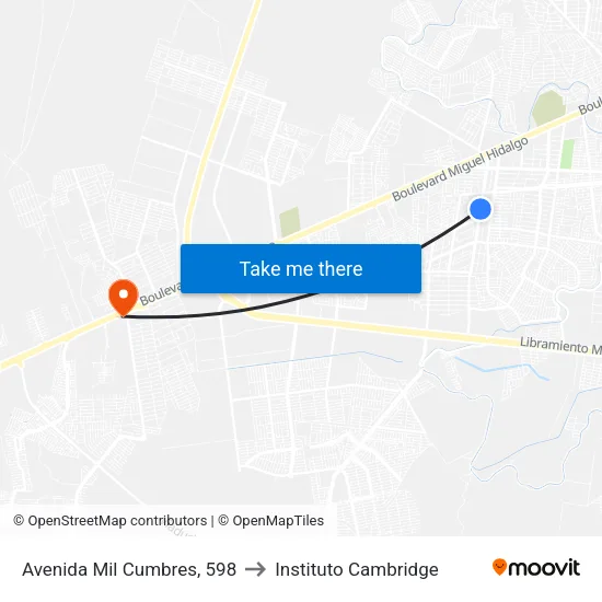 Avenida Mil Cumbres, 598 to Instituto Cambridge map