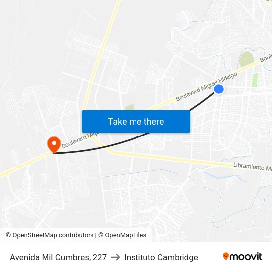 Avenida Mil Cumbres, 227 to Instituto Cambridge map