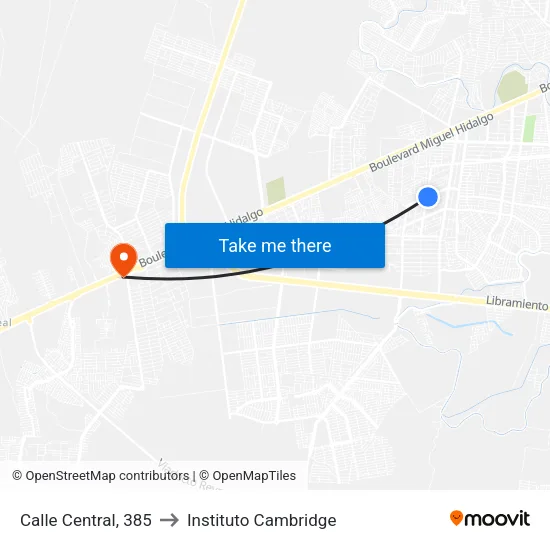 Calle Central, 385 to Instituto Cambridge map