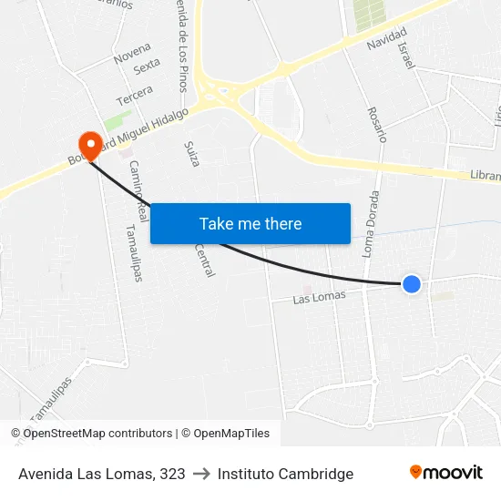Avenida Las Lomas, 323 to Instituto Cambridge map