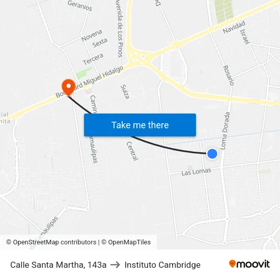 Calle Santa Martha, 143a to Instituto Cambridge map