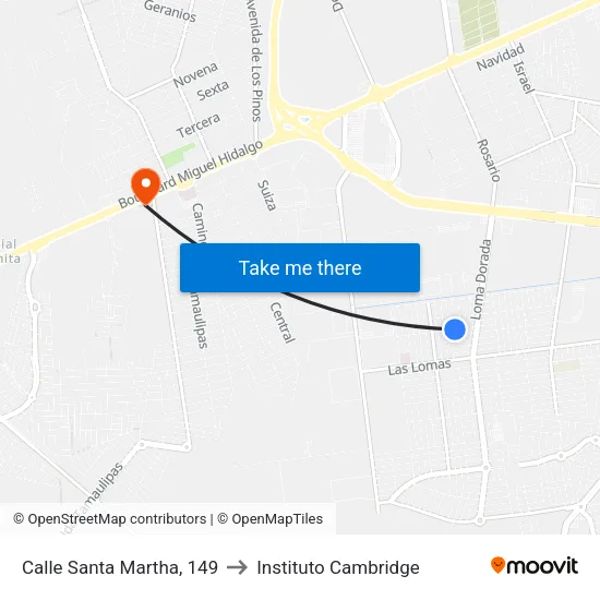 Calle Santa Martha, 149 to Instituto Cambridge map