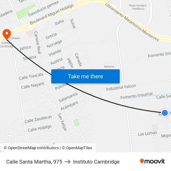 Calle Santa Martha, 975 to Instituto Cambridge map
