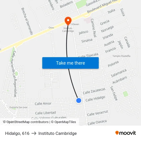 Hidalgo, 616 to Instituto Cambridge map