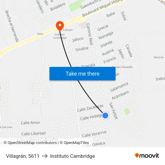 Villagrán, 5611 to Instituto Cambridge map