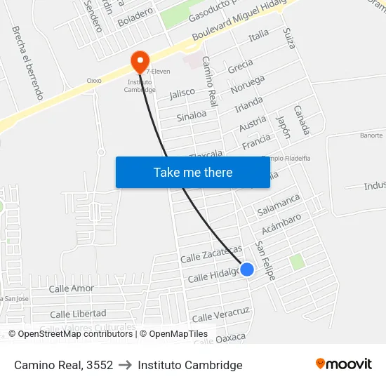 Camino Real, 3552 to Instituto Cambridge map